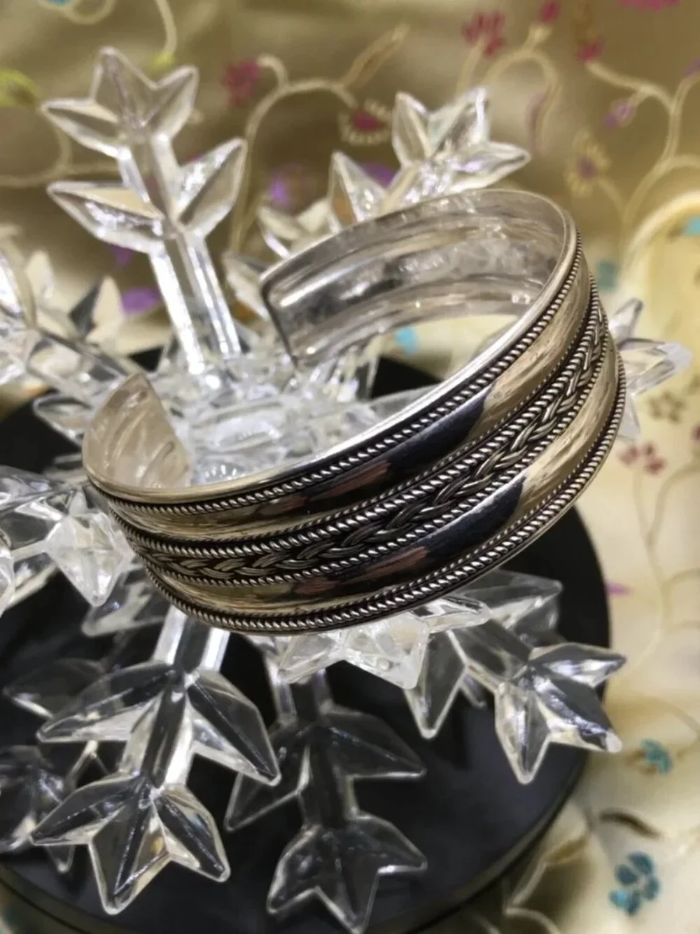 Sterling Silver 925 BA SUARTI BALI INDONESIA Braided Woven Cuff Bracelet, 3 rows